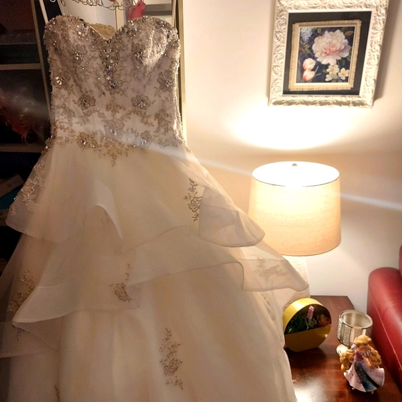 Disney Fairy Tale Wedding Dress- Alfred Angelo Disney Collection- Belle- size 0 - Picture 3 of 4